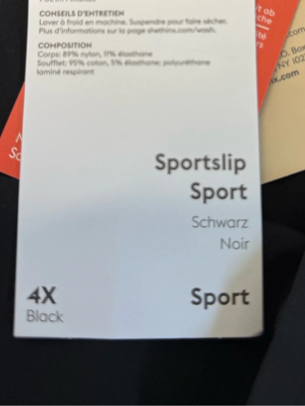 Thinx, Sportslip period panties sleek black Sport label,ideal active use size 4X